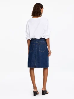 A-Linien-Midirock aus Denim
