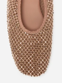 Ballerinas aus Mesh mit Verzierung