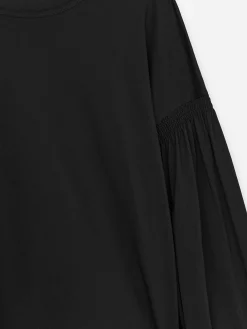 Baumwollbluse mit Ballonärmeln
