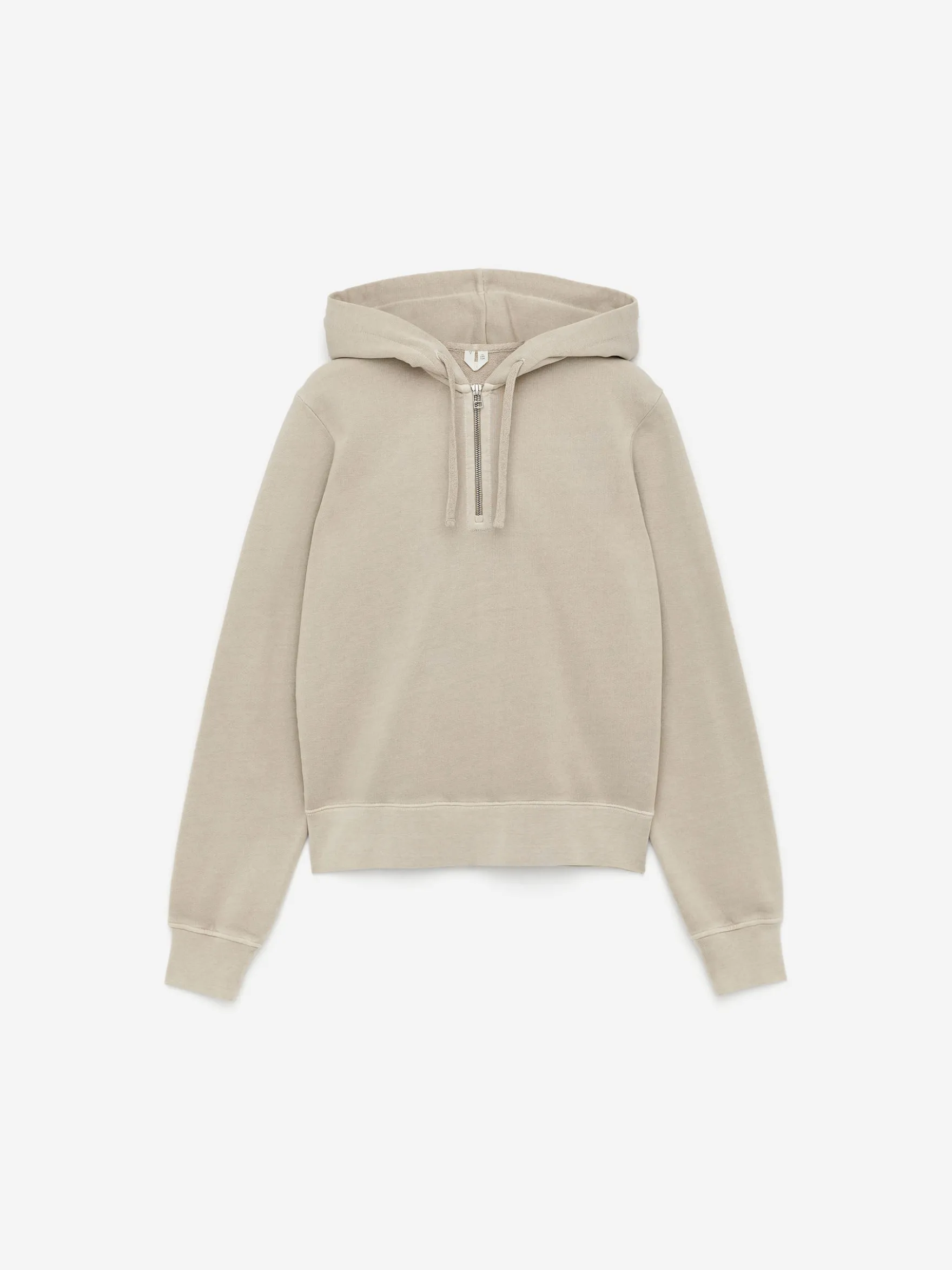 Baumwoll-Kapuzenpullover mit kurzem Reißverschluss