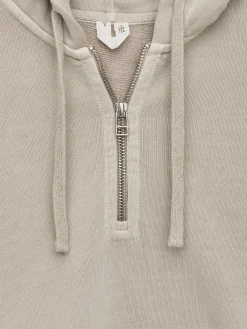 Baumwoll-Kapuzenpullover mit kurzem Reißverschluss