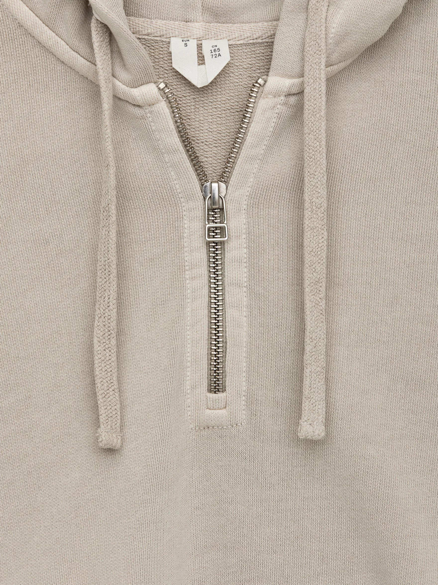 Baumwoll-Kapuzenpullover mit kurzem Reißverschluss