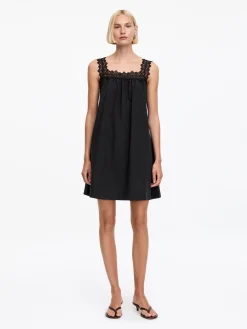 Baumwollkleid mit Spitzenbesatz