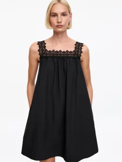Baumwollkleid mit Spitzenbesatz