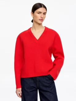 Baumwollpullover mit V-Ausschnitt