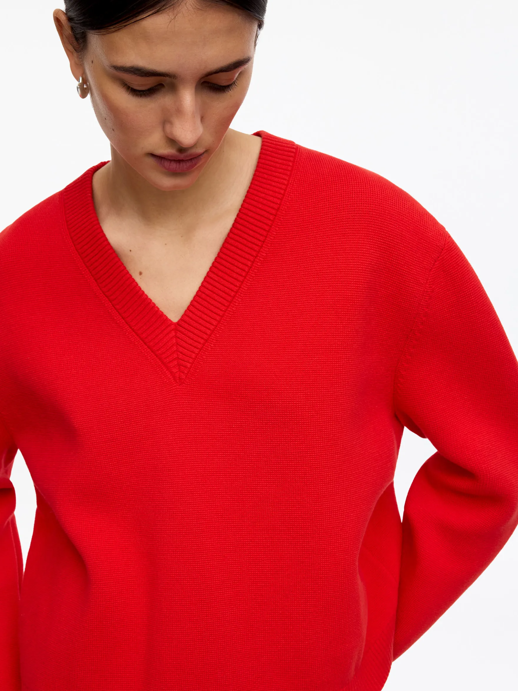 Baumwollpullover mit V-Ausschnitt