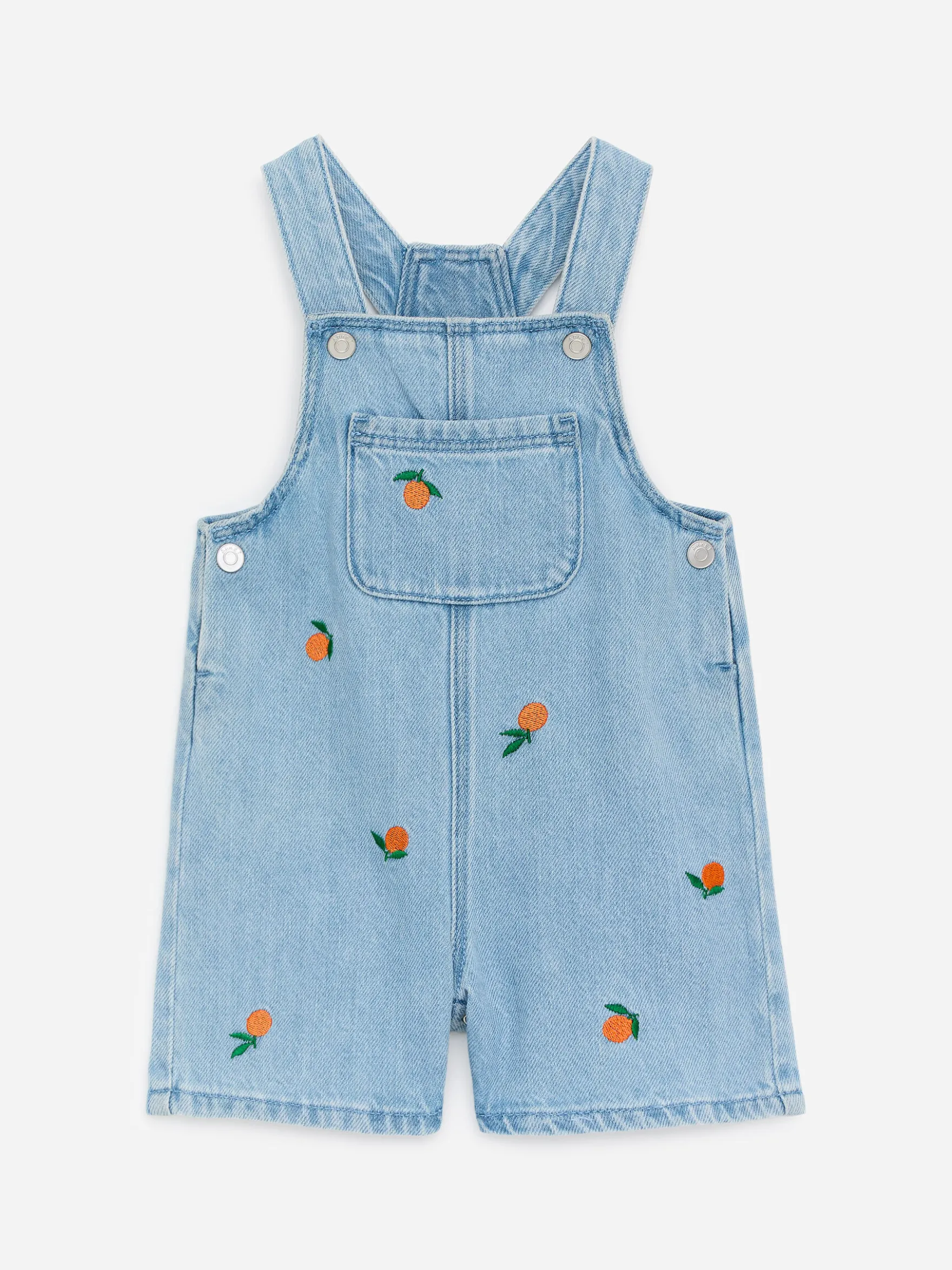 Bestickte Jeans-Latzshorts