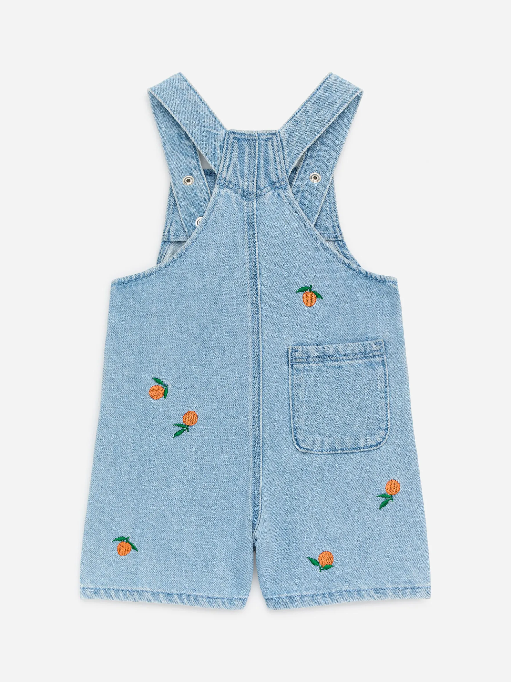 Bestickte Jeans-Latzshorts