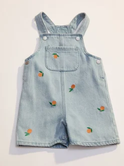 Bestickte Jeans-Latzshorts