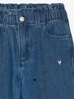 Bestickte Paperbag-Jeans