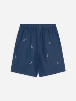Bestickte Shorts aus Leinenmischung