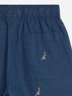 Bestickte Shorts aus Leinenmischung