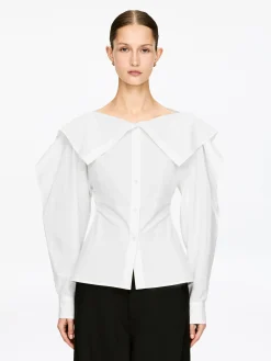 Bluse mit übergroßem Kragen