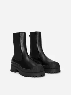 Chunky Stiefelette aus Leder