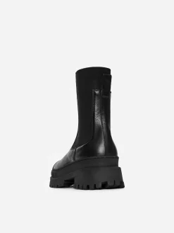 Chunky Stiefelette aus Leder
