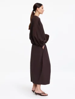 Crepe-Bluse mit Kordelzug