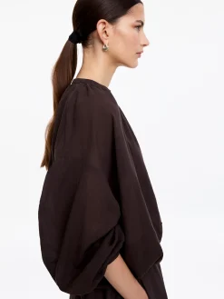 Crepe-Bluse mit Kordelzug