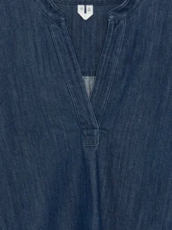 Denimbluse mit voluminösen Ärmeln
