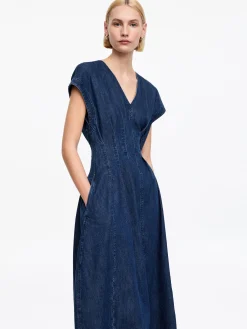 Denimkleid mit Falten