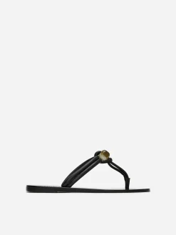 Flip-Flop aus Leder mit Perle