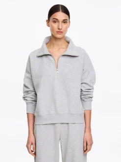 French-Terry-Sweatshirt mit kurzem Reißverschluss
