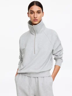 French-Terry-Sweatshirt mit kurzem Reißverschluss