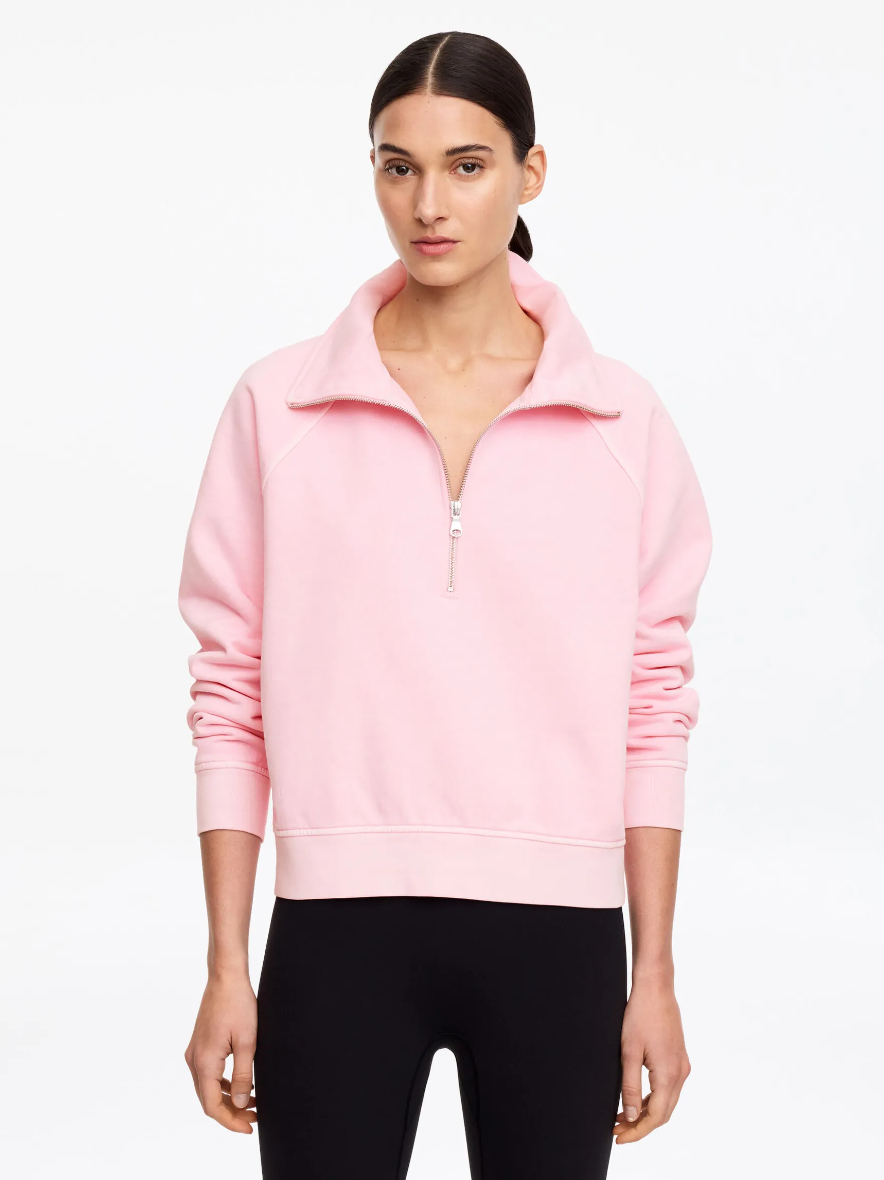 French-Terry-Sweatshirt mit kurzem Reißverschluss