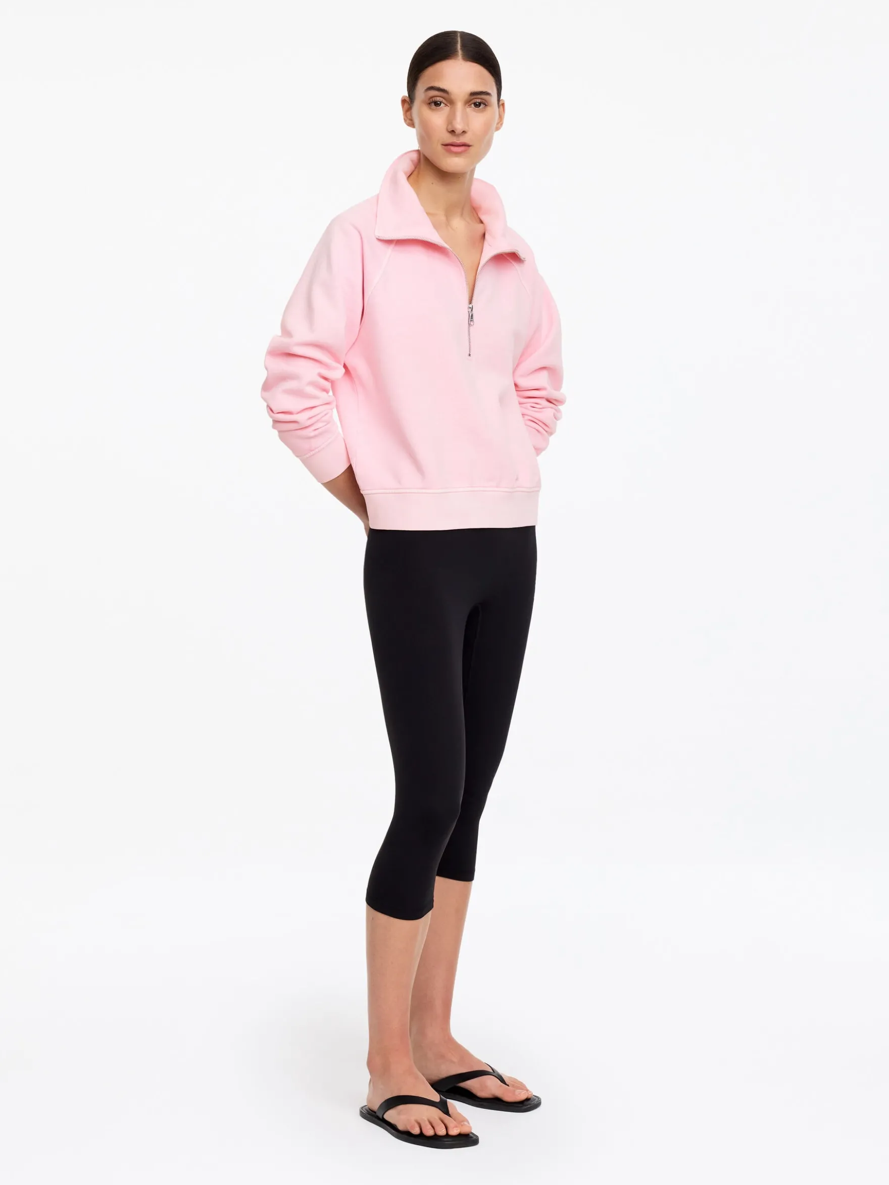 French-Terry-Sweatshirt mit kurzem Reißverschluss