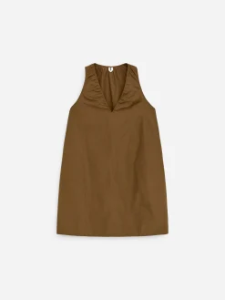Gerafftes Kleid mit V-Ausschnitt