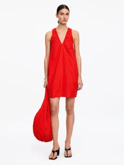 Gerafftes Kleid mit V-Ausschnitt