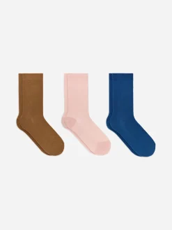 Gerippte Baumwollsocken, 3er-Pack