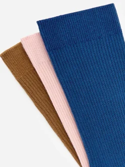 Gerippte Baumwollsocken, 3er-Pack
