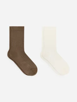 Gerippte Socken aus Seidenmischung