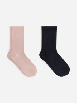 Gerippte Socken aus Seidenmischung