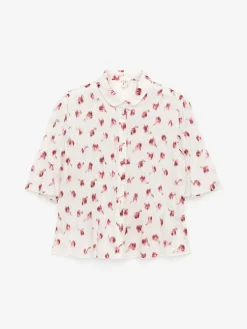 Gesmokte Bluse mit Print