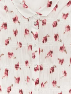 Gesmokte Bluse mit Print