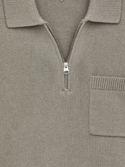 Gestricktes Polohemd aus Wolle, mit Reißverschluss
