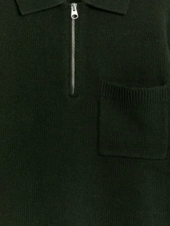 Gestricktes Polohemd aus Wolle, mit Reißverschluss