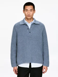 Grobstrick-Polopullover aus Baumwollmischung