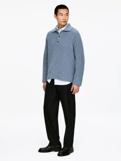 Grobstrick-Polopullover aus Baumwollmischung