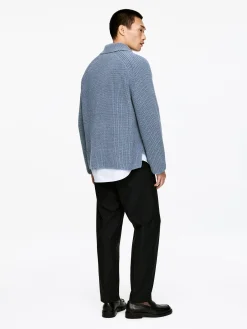 Grobstrick-Polopullover aus Baumwollmischung