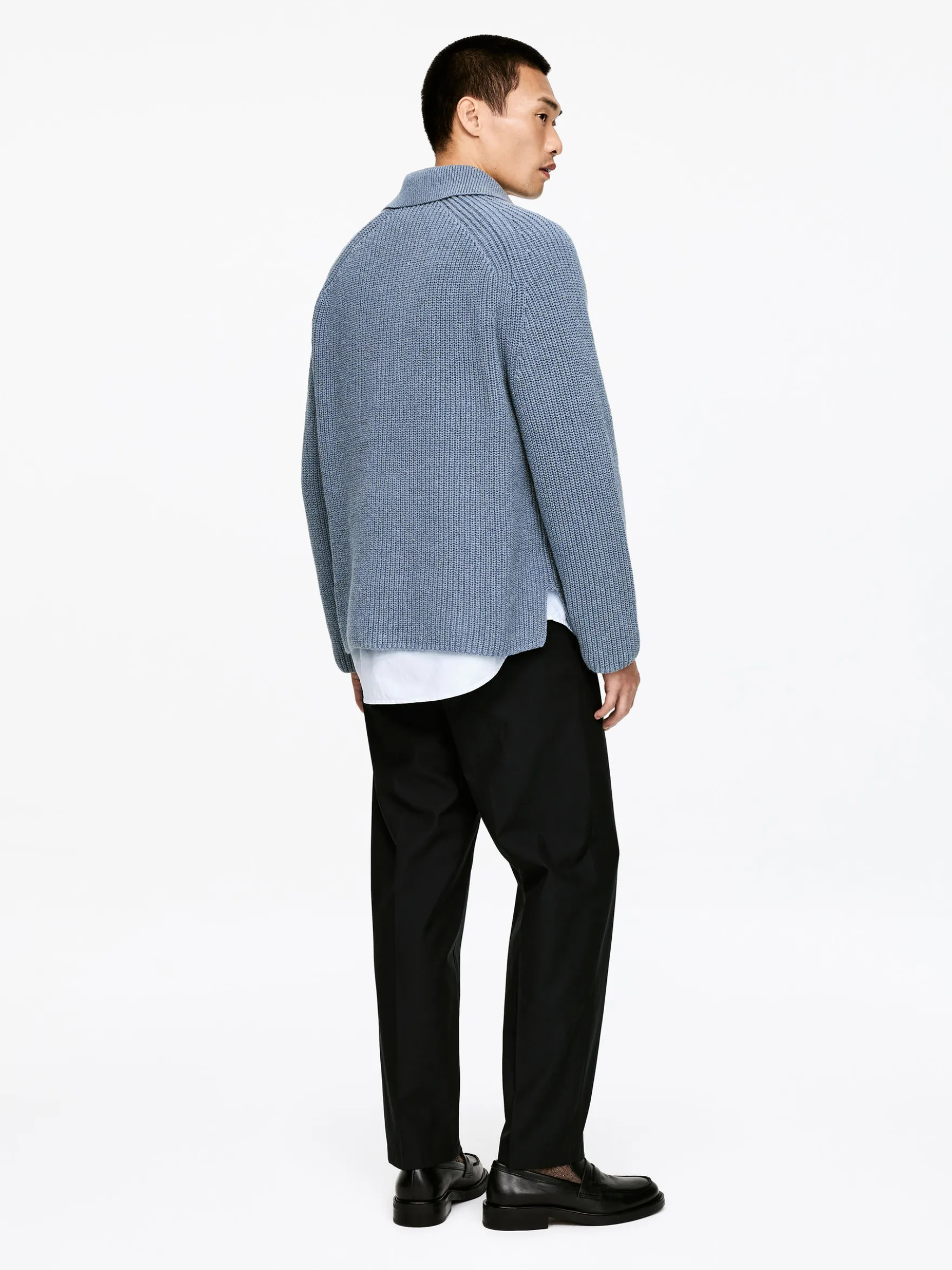 Grobstrick-Polopullover aus Baumwollmischung
