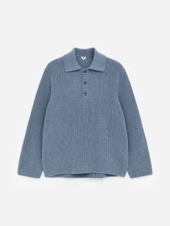 Grobstrick-Polopullover aus Baumwollmischung
