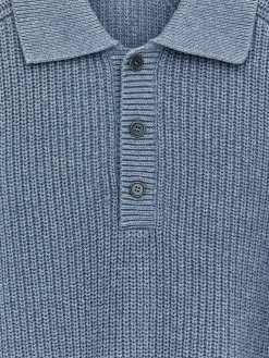 Grobstrick-Polopullover aus Baumwollmischung