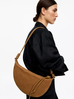 Halbmondförmige Tasche aus Spaltvelours