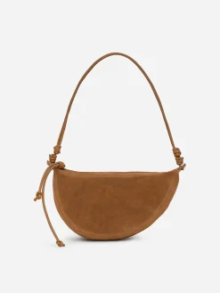 Halbmondförmige Tasche aus Spaltvelours