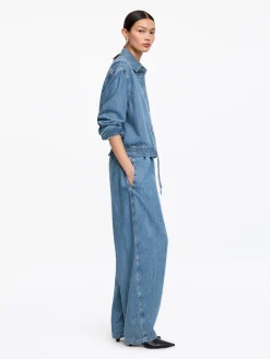 Jeansbluse mit Kordelzug