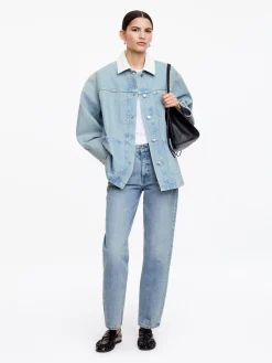 Jeansjacke mit Cordkragen