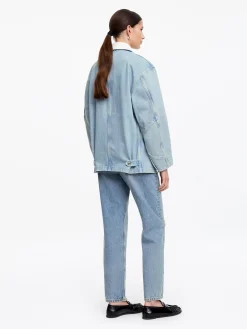Jeansjacke mit Cordkragen