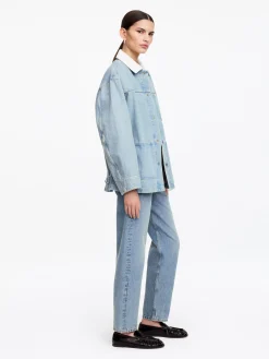 Jeansjacke mit Cordkragen